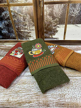 Набір махрових кухонних рушників в упаковці 3 шт 50/65 см натуральні бавовняні якісні Туреччина