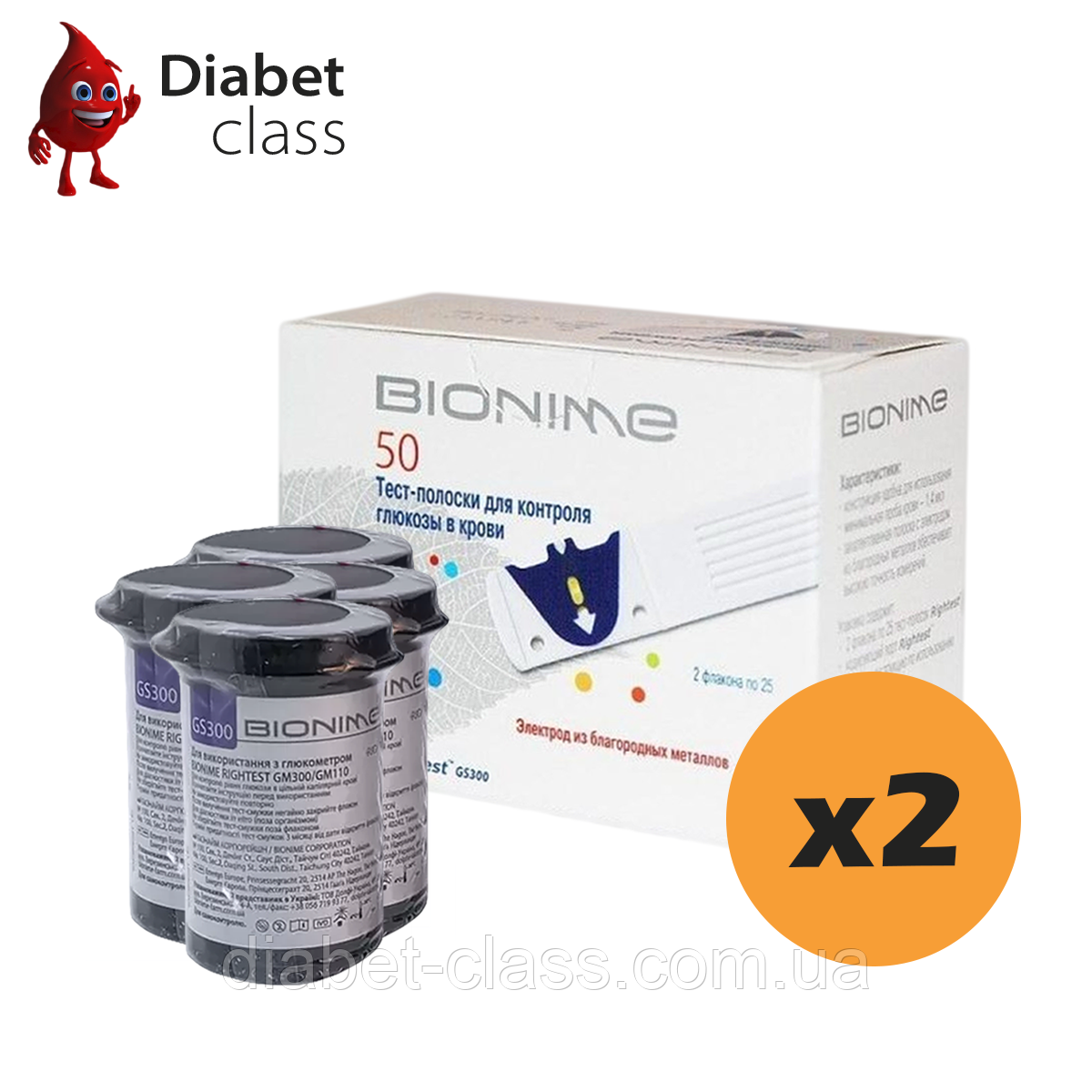Тест-смужки Біонай Райтест (Bionime Rightest) 100 шт. в 4 флаконі по 25 шт. в упаковці