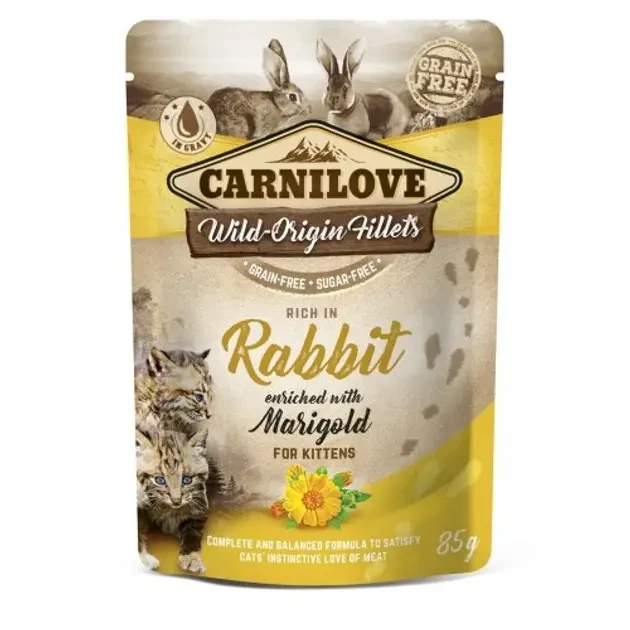 Вологий корм для кошенят Carnilove pouch Кролик та календула 85 г