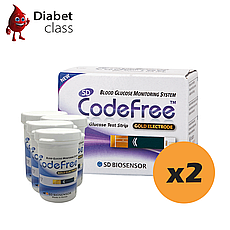 Тест-смужки для визначення глюкози в крові SD CodeFree 100 шт. у 4 флакони по 25 шт. в упаковці