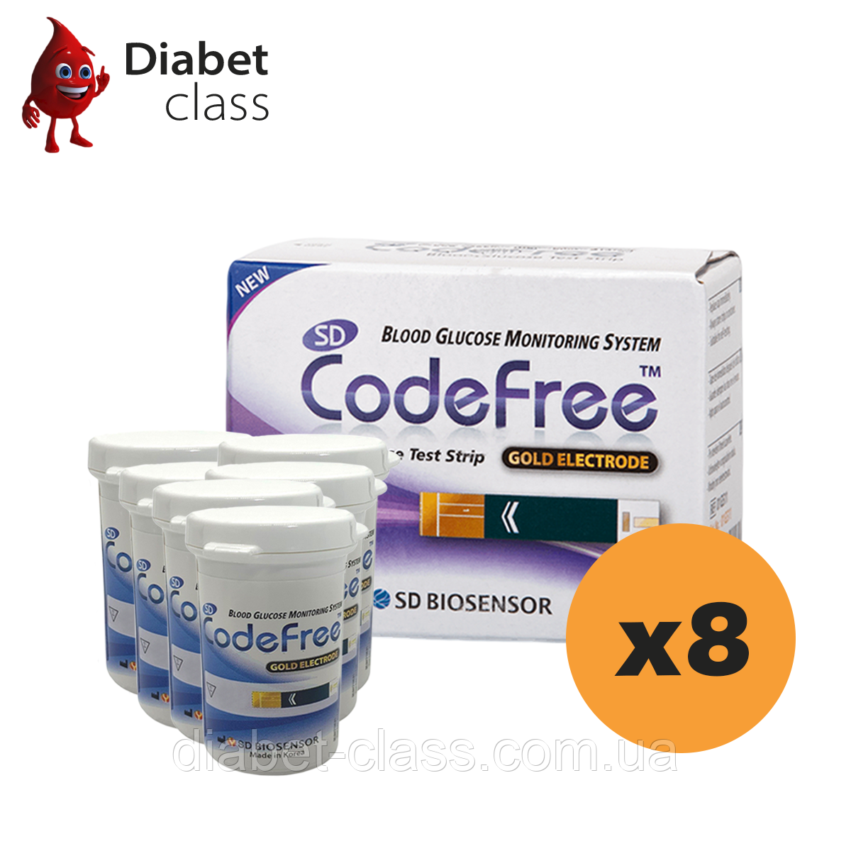 Тест-смужки для визначення глюкози в крові SD CodeFree 400 шт. в 16 флаконах по 25 шт. в упаковці