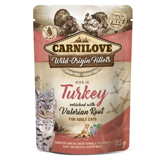 Вологий корм для кішок Carnilove pouch Індичка та валеріана 85 г, фото 1