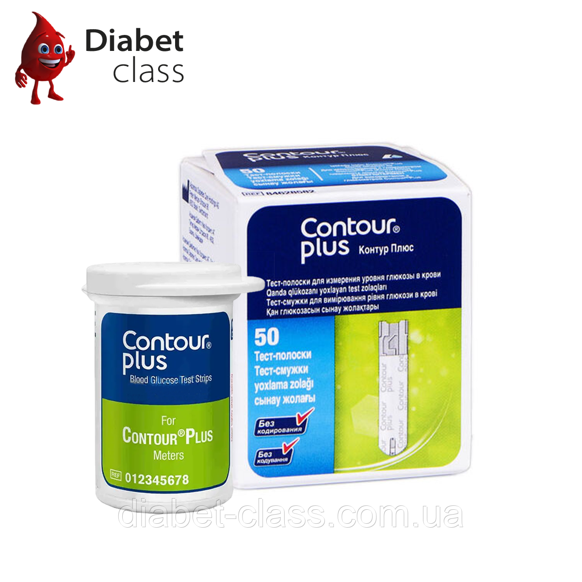 Тест-смужки Контур Плюс (Contour Plus) 50 шт. в 1 флаконі по 50 шт. в упаковці