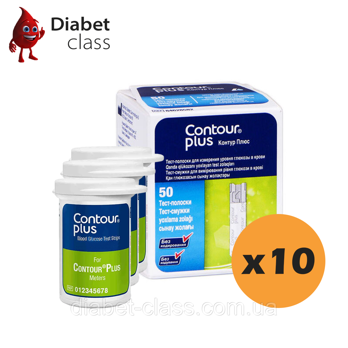 Тест-смужки Контур Плюс (Contour Plus) 500 шт. в 10 флаконах по 50 шт. в упаковці