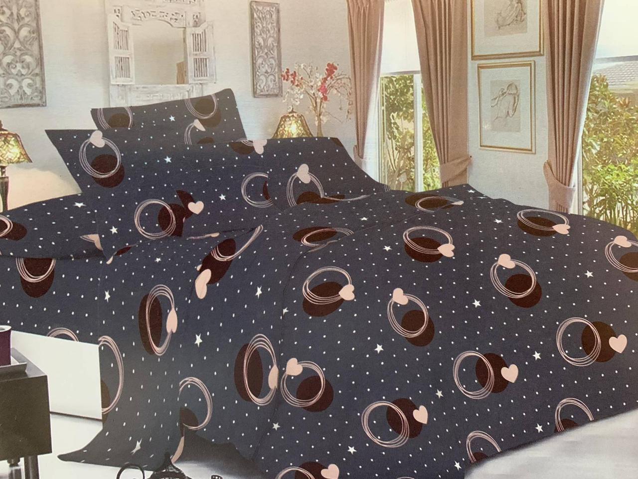 Сіра тканина для постільної білизни 220 см Фланель (байка) у горошок з абстрактним принтом кола, рулон 50 м