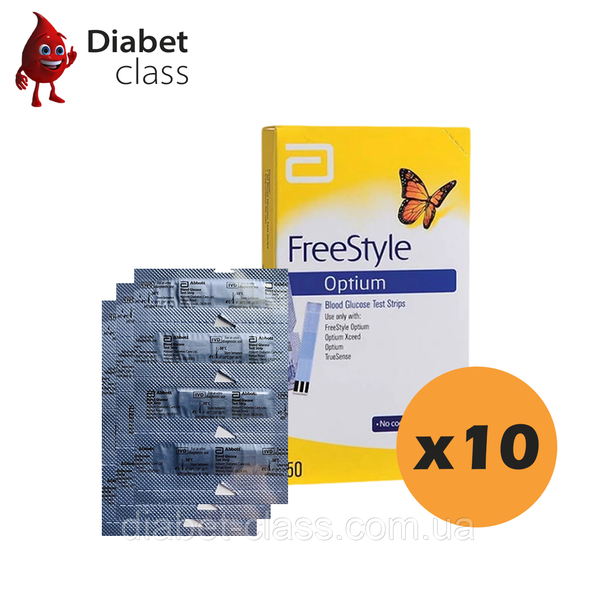 Тест смужки Фрі Стайл Оптіум (Freestyle Optium) 500 шт. в пластинках по 50 шт. в упаковці