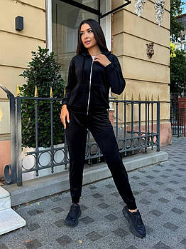 Костюм жіночий прогулянковий  з велюру зі штанами і кофтою на молнії (Норма)