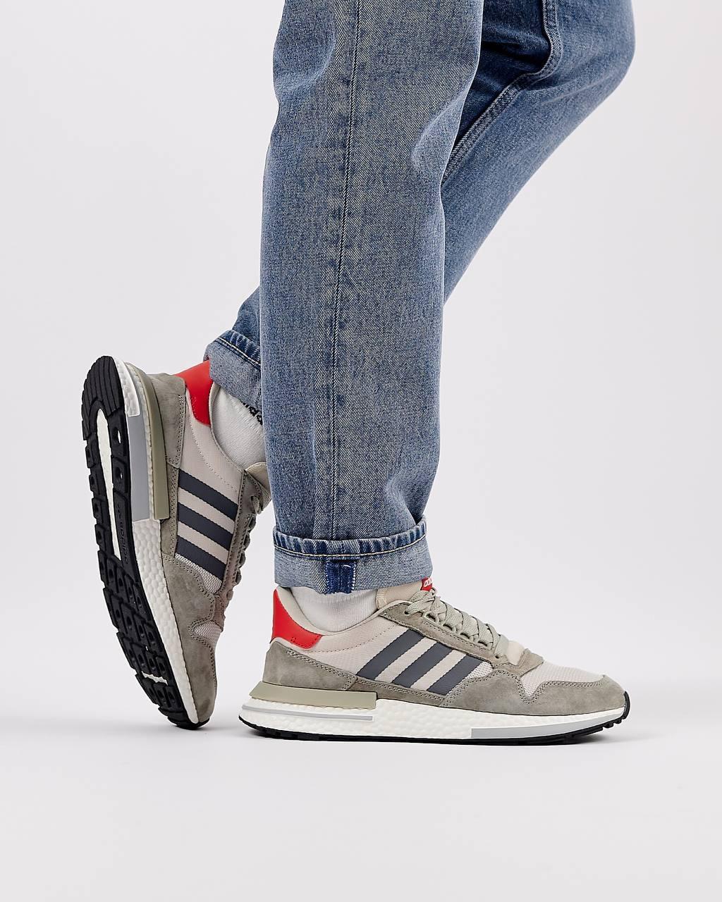 Чоловічі кросівки замша текстиль Adidas Originals ZX 500 Commonwealht Grey, кеди Адідас сірі. Чоловіче взуття