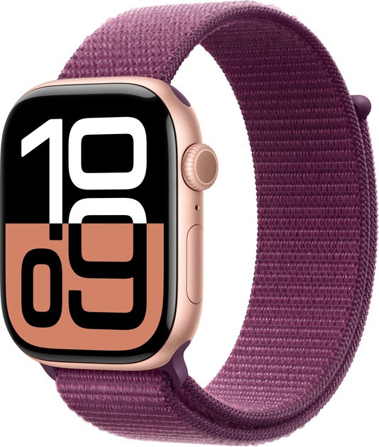 Смарт-годинник Apple Watch Series 10 GPS 42mm Rose Gold Aluminum Case w. Plum Sport Loop (MWWK3)