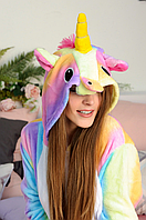 Кигуруми радужный единорожка, пижама кигуруми единорог радуга женский и мужской костюм кенгуруми 145-190 см