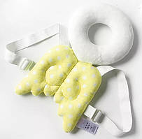 Дитяча подушка для захисту голови малюка Янголятко 28 на 16 см жовто-білий