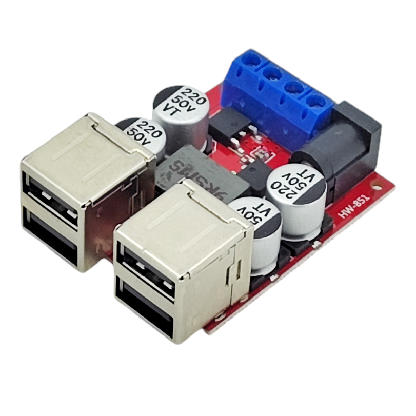 Понижающий преобразователь 8-35V -> 5.2V 8A с 4хUSB выходами HW-851