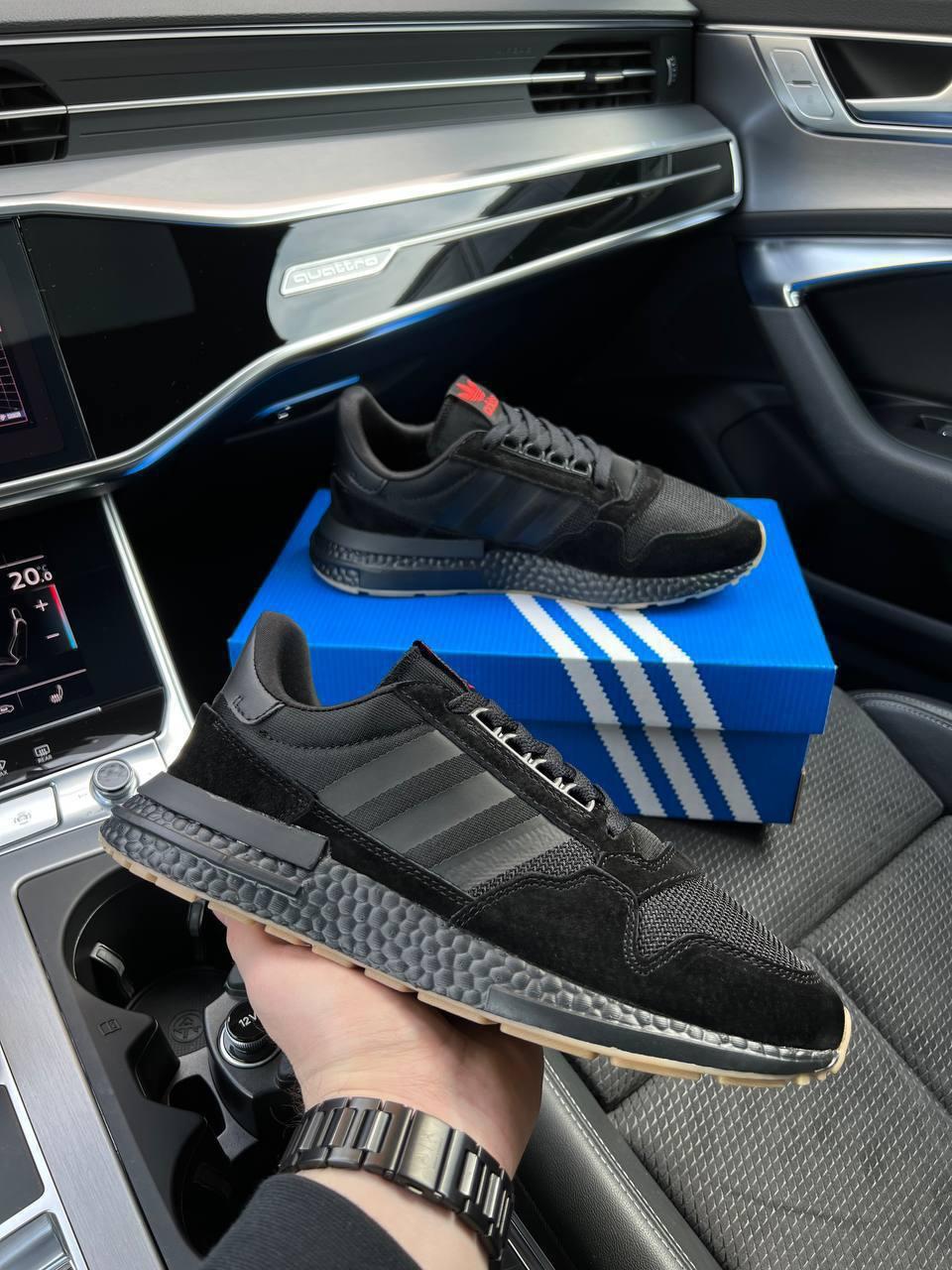Чоловічі кросівки замша текстиль Adidas Originals ZX 500 Black, кеди чоловічі Адідас чорні. Чоловіче взуття