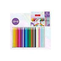 Набір фломастерів 18 кольорів + 6 пастельних металиків + наклейки у картонній коробці, Faber-Castell, 554221