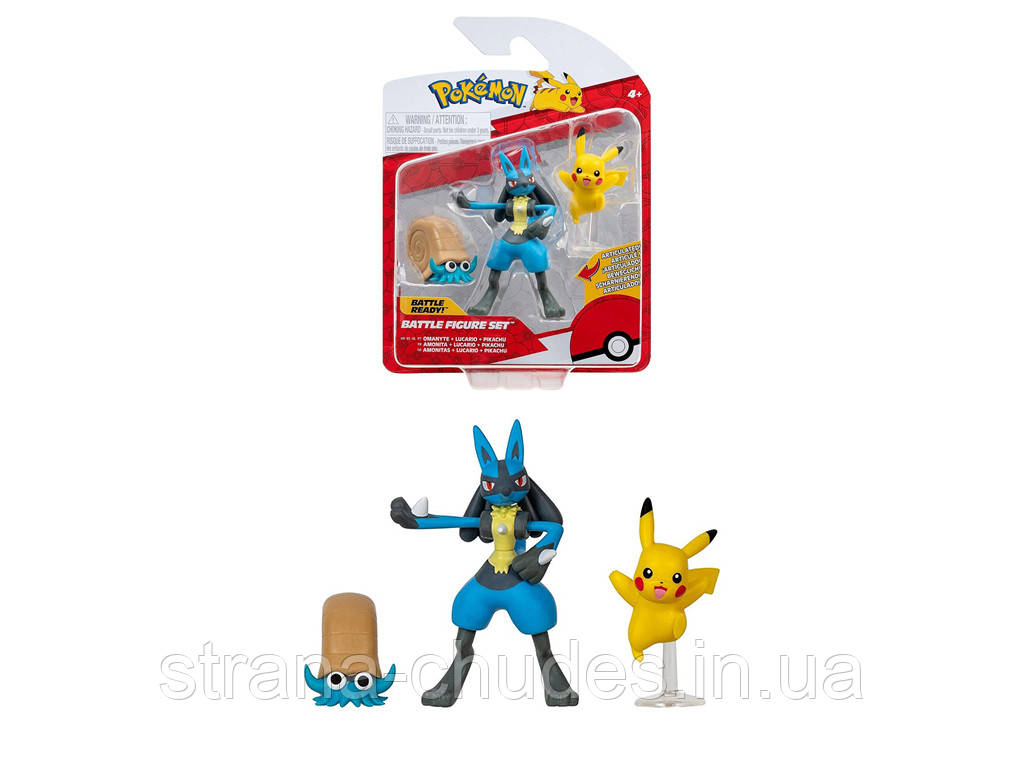 Набір ігрових фігурок POKEMON W17 - ОМАНАЙТ, ПІКАЧУ, ЛУКАРІО, фото 1