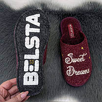 Капці жіночі повстяні для ламінату Белста бордові з овечкою 4191, фото 3