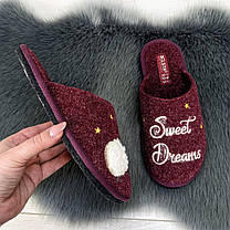 Капці жіночі повстяні для ламінату Белста бордові з овечкою 4191, фото 4