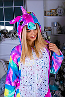 Кигуруми единорог Искорка пижама женская, костюм кигуруми для взрослых Единорог со звездами, 145-195 см S-XL