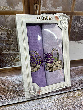 Набір вафельних кухонних рушників в подарунковій коробці 2 шт 40/60 см натуральні бавовняні якісні Туреччина