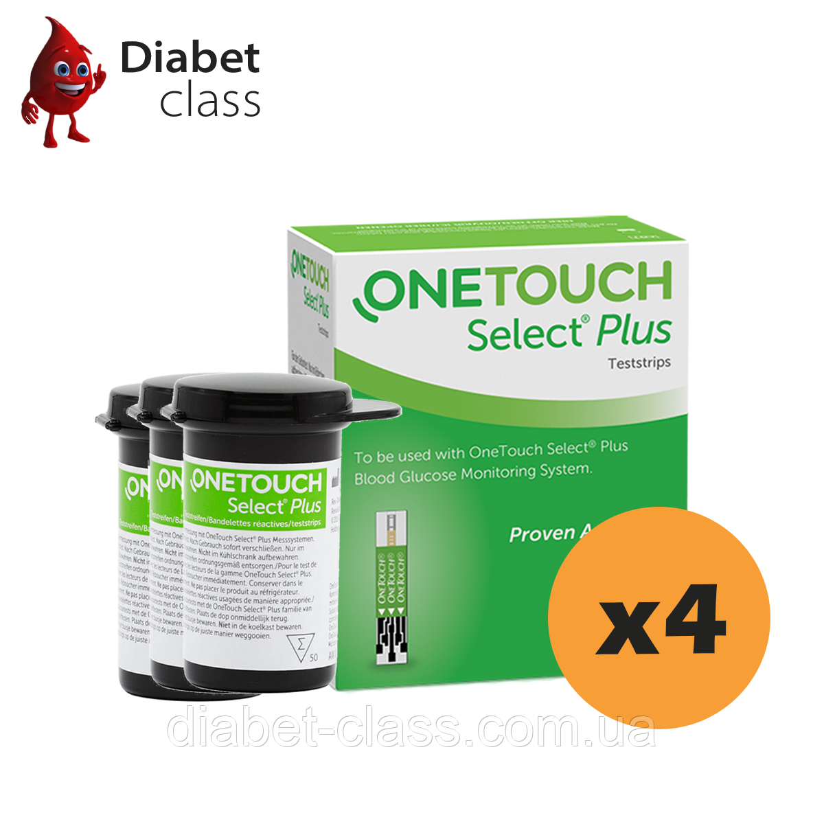 Тест-смужки Ван Тач Селект Плюс (One Touch Select Plus) 200 шт. у 4 флакони по 50 шт. у пакованні