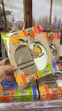 Набір кухонних рушників вафельне/махрове в подарунковій коробці 2 шт. 40/60см бавовняні якісні Туреччина