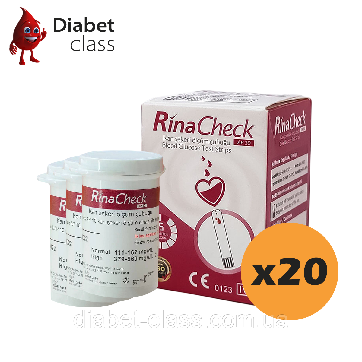 Тест-смужки Рина Чек (Rina Check) 1000 шт. у 20 флаконах по 50 шт. в упаковці