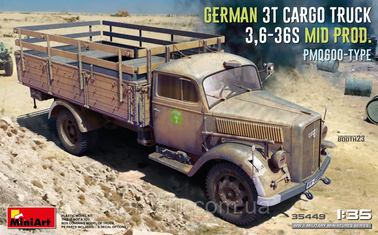 Вантажівка Н3Т 3,6-36S MID PROD. PMQ600-TYPE 1/35 MiniART 35449