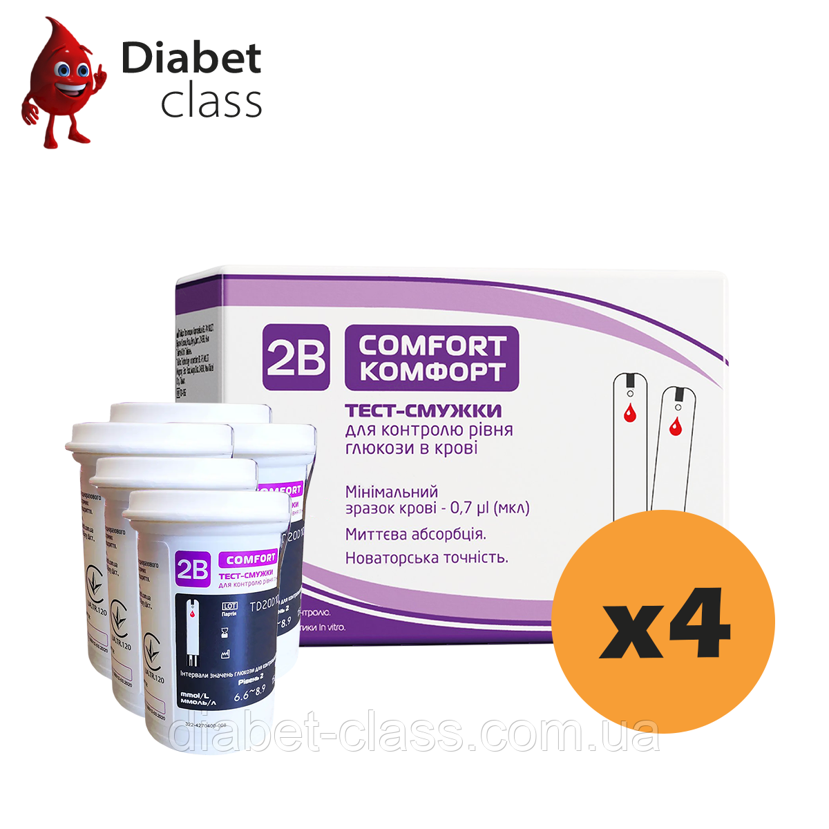 Тест-смужки Тубі Комфорт (2B Comfort) 200 шт. у 8 флаконі по 25 шт. в упаковці, фото 1
