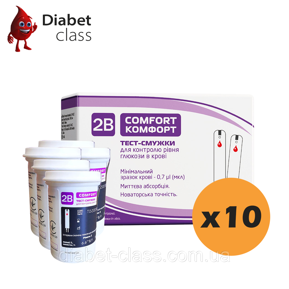 Тест-смужки Тубі Комфорт (2B Comfort) 500 шт. у 20 флаконах по 25 шт. в упаковці