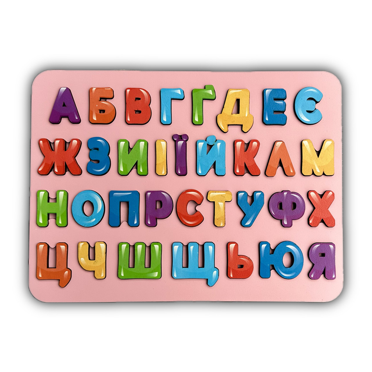 "Українська Абетка", дерев'яна іграшка-сортер, рожевий, розвиваючі конструктори і пазли, фото 1