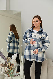 Тепла сорочка у клітинку для вагітних Monaco S-М (42-44) Lullababe Денім