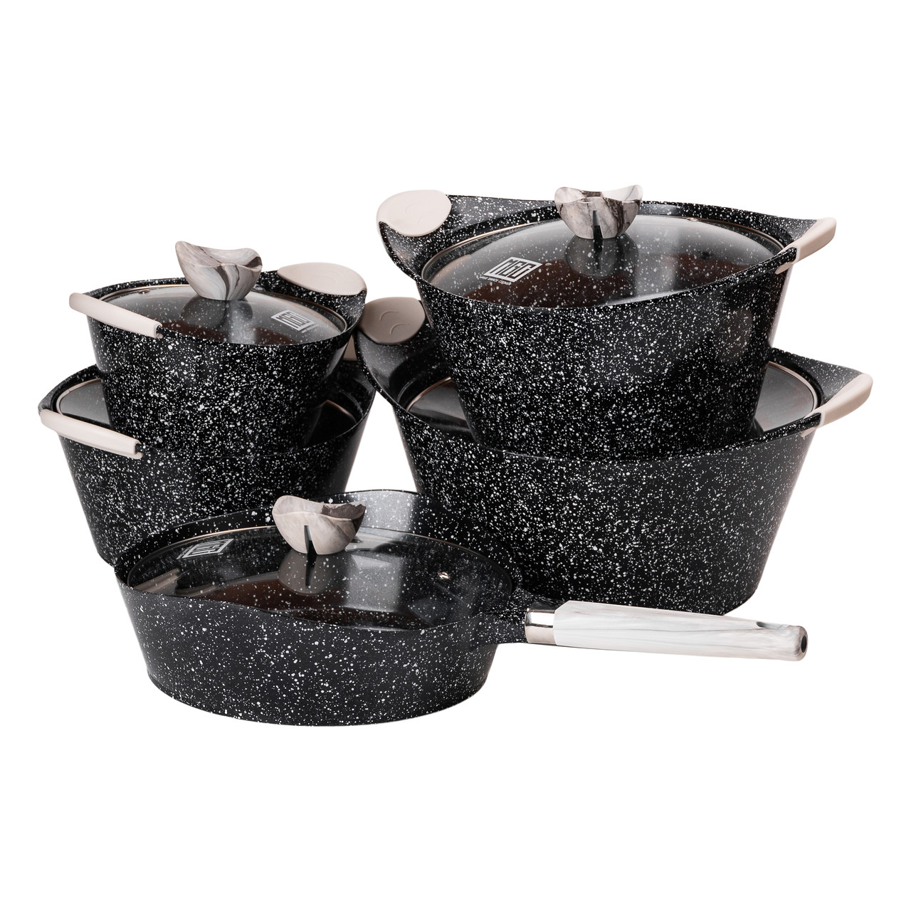 Набір кухонного посуду з 4 каструль і алюмінієві сковороди з товстим дном MGC Lugi, фото 1