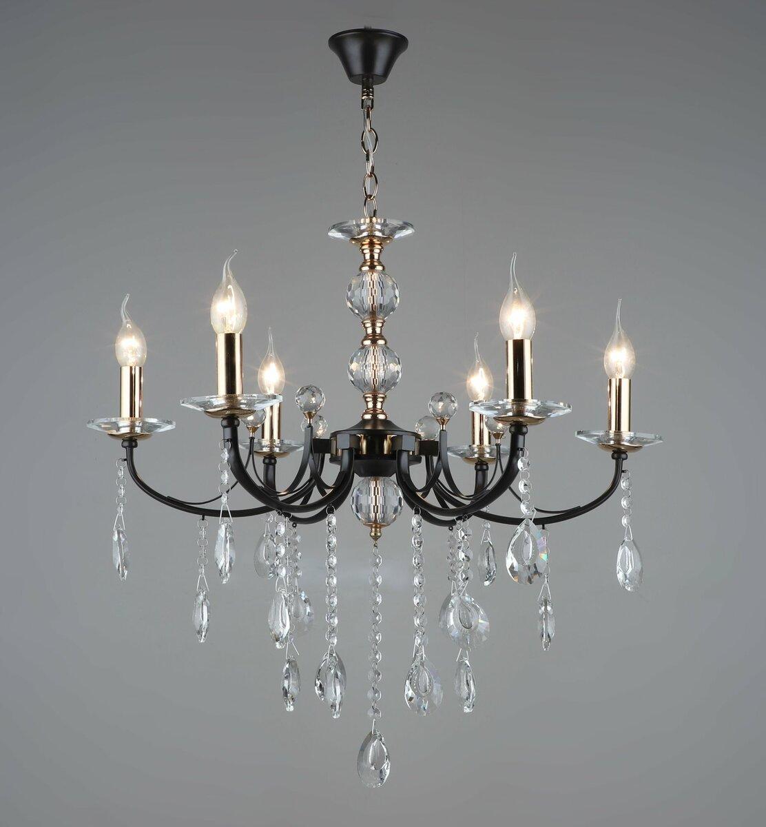 Люстра Свічки Sirius цоколь E14 ламп 6 шт колір Чорний + Золото SP000035951, фото 1