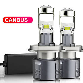 Лампи автомобільні LED H4 Лінзи D32мм H4 76W/10000LM/6000K 3570 Module 9-30V Canbus A80