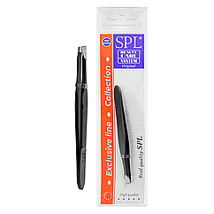 Пінцет для корекції брів SPL скошений чорний 9158