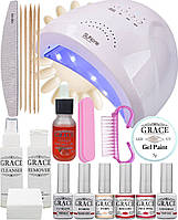 Набір для покриття нігтів гель-лаком Профі + лампа SUNone UV/LED 48W WhiteEStyle