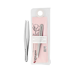 Пінцет для брів косметичний Staleks Beauty & Care скошений 96 мм TBC-10/3