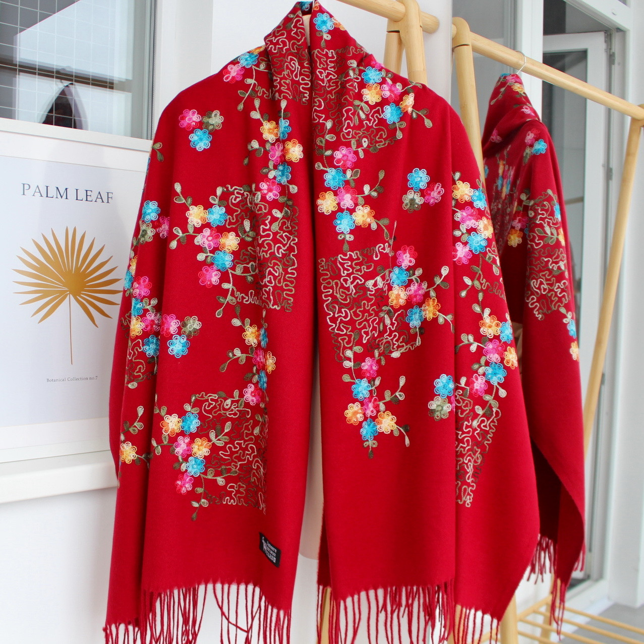 Кашеміровий шарф "Магія природи" бургунді 134002, фото 1