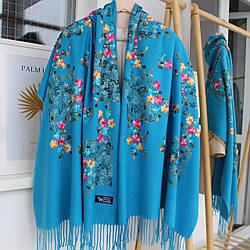 Кашеміровий шарф "Магія природи" бірюза 134003