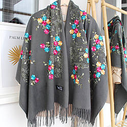 Кашеміровий шарф "Магія природи" сірий 134006