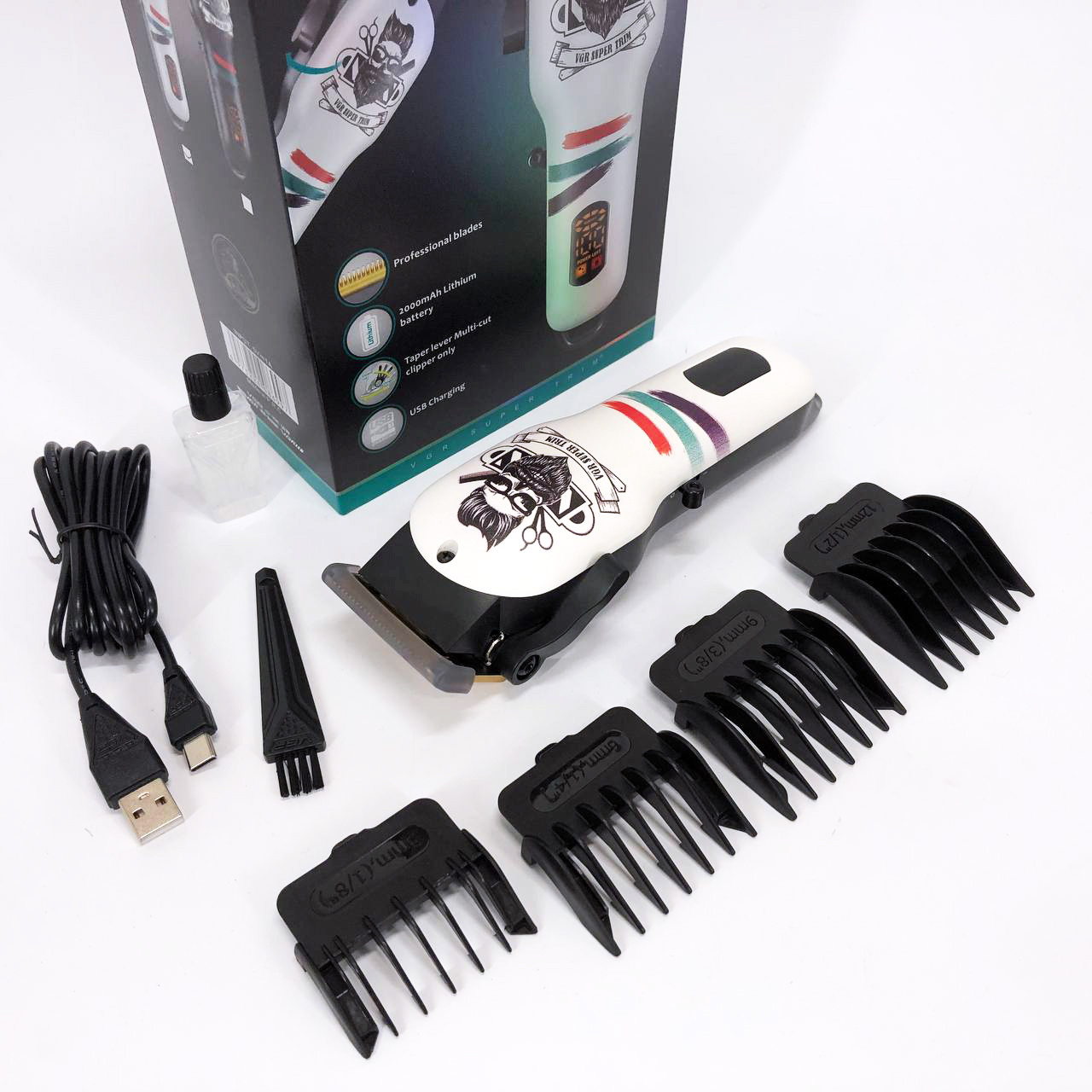 Багатофункціональна акумуляторна машинка для стрижки, Бездротова машинка для стрижки волосся HU-23, фото 1