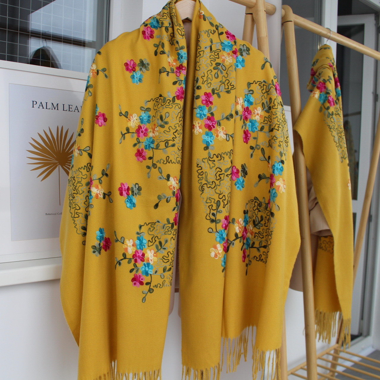 Кашеміровий шарф "Магія природи" гірчичний 134010, фото 1