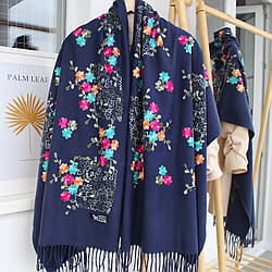 Кашеміровий шарф "Магія природи" темно-синій 134011