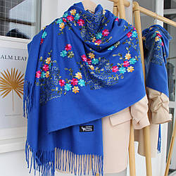 Кашеміровий шарф "Магія природи" синій 134013