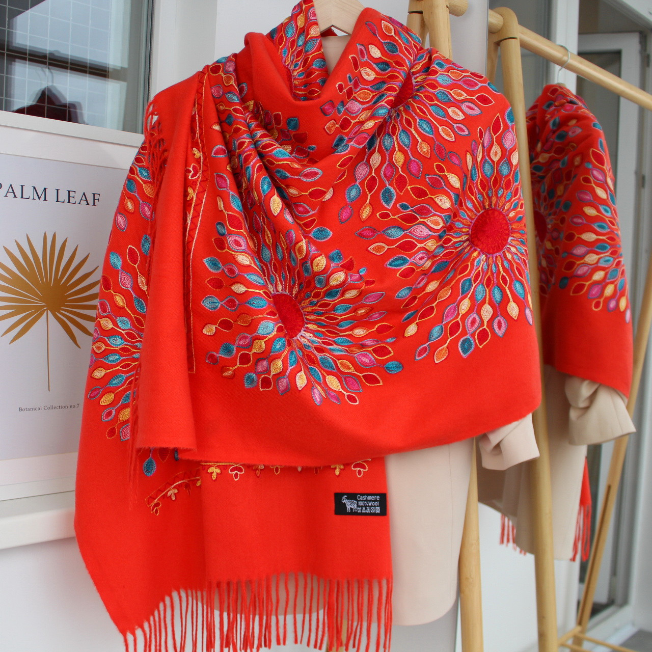 Кашеміровий шарф "Жар-птиця" морквяний 133002, фото 1