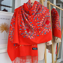 Кашеміровий шарф "Жар-птиця" морквяний 133002