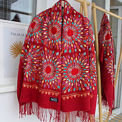 Кашеміровий шарф "Жар-птиця" вишневий 133006