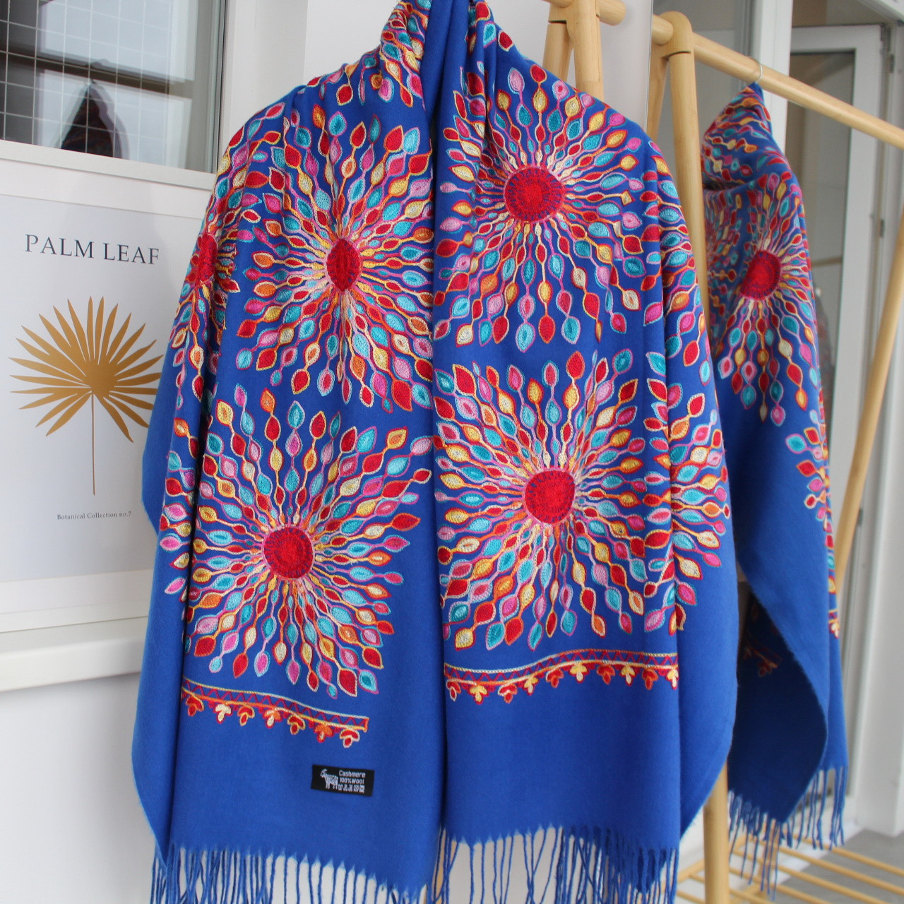 Кашеміровий шарф "Жар-птиця" синій 133008, фото 1