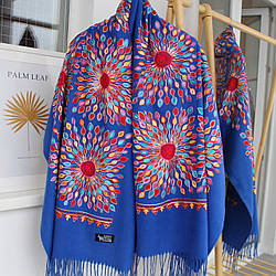 Кашеміровий шарф "Жар-птиця" синій 133008