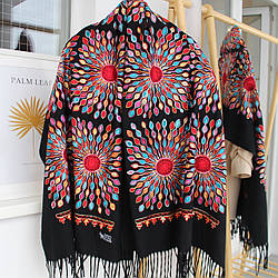 Кашеміровий шарф "Жар-птиця" чорний 133012